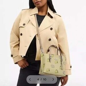 Coach Mollie Tote 25 Lemon Print Yellow Canvas Leather Handbag CA178 SVXUC NEW